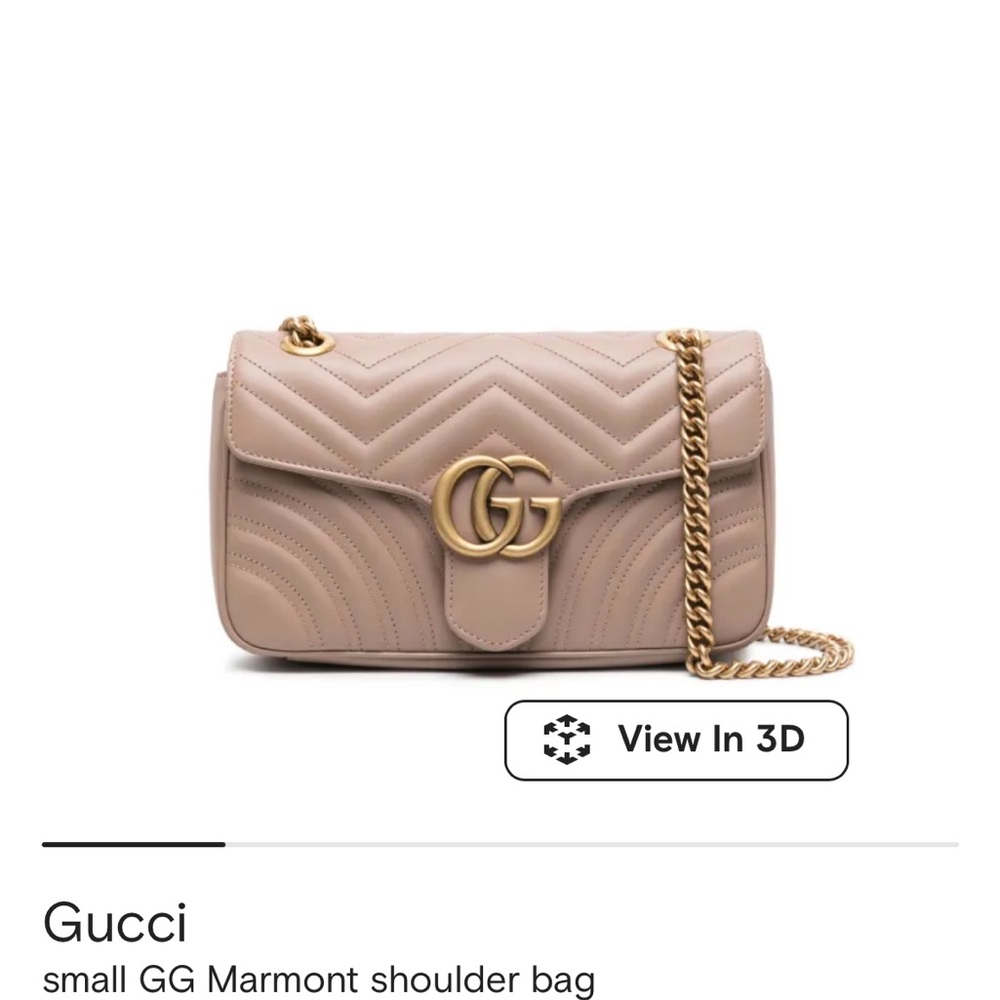 Gucci GG Marmont Shoulder Bag - Taupe with Gold